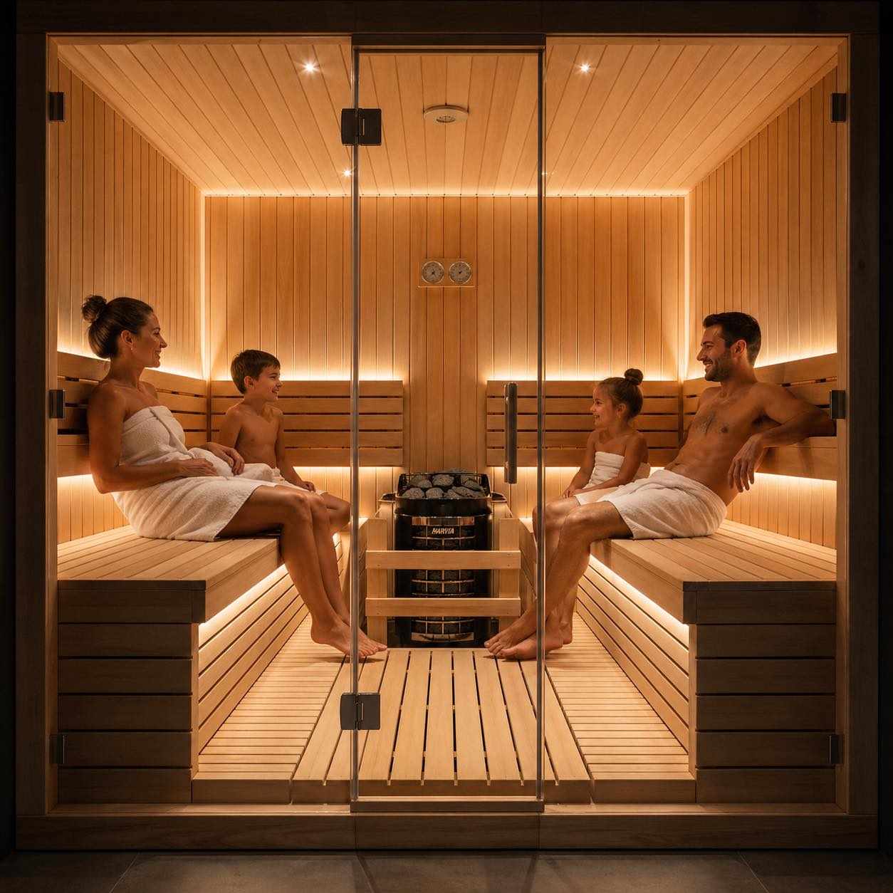 Interior saună cu lambriu premium
